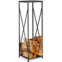 Los mejores  - Relaxdays Kaminholzregal aus Gusseisen- pulverbeschichtetes Brennholzregal- Kaminholzständer HBT 111x34x34 cm- Schwarz…